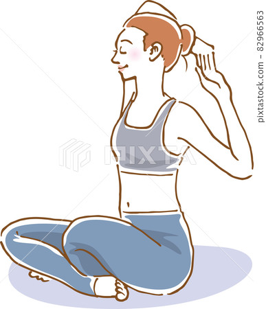 健康女性伸展的形象插圖（手繪） 82966563