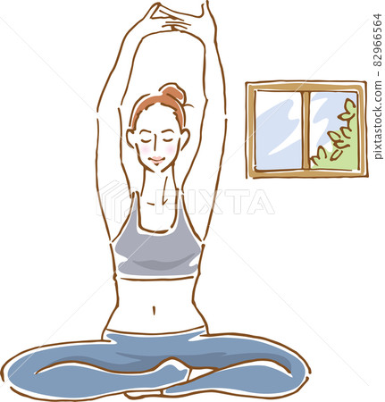 健康女性伸展的形象插圖（手繪） 82966564