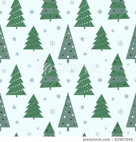 Christmas seamless pattern with christmas tree and snowflakes. Christmas seamless pattern with christmas tree and snowflakes. 82967048