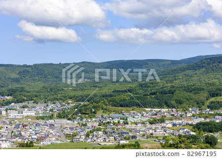 Overlooking Akabira City, a former coal mine town in Hokkaido Overlooking Akabira City, a former coal mine town in Hokkaido 82967195
