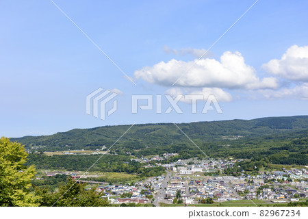 Overlooking Akabira City, a former coal mine town in Hokkaido Overlooking Akabira City, a former coal mine town in Hokkaido 82967234