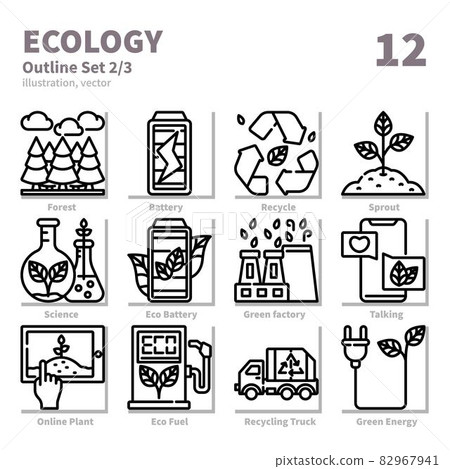 Ecology icons set, Detailed Outline, vector and illustration set 2 82967941