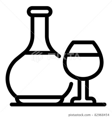 Brandy bottle and glass icon, outline style 82968454