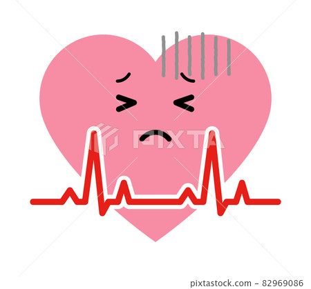 Anthropomorphic illustration of abnormal electrocardiogram waveform 82969086