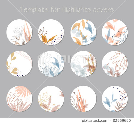 Set of vector highlight covers. Abstract backgrounds. Various shapes, lines, spots, dots, flowers, leafs. Hand drawn templates. Round icons for social media stories. Beautiful for bloggers. Instagram Set of vector highlight covers. Abstract backgrounds. Various shapes, lines, spots, dots, flowers, leafs. Hand drawn templates. Round icons for social media stories. Beautiful for bloggers. Instagram 82969690