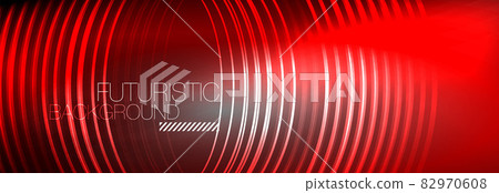 Dark abstract background with glowing neon circles. Trendy layout template for business or technology presentation, internet poster or web brochure cover, wallpaper 82970608