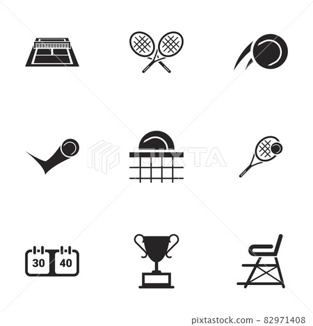 Icons for theme tennis, vector, icon, set. White background 82971408