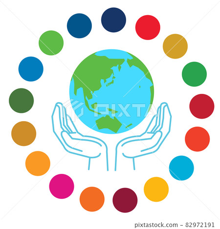 SDGs image Earth and palm 2 illustration SDGs image Earth and palm 2 illustration 82972191