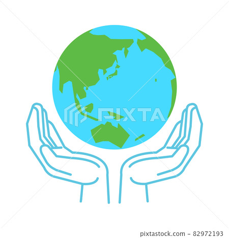 Illustration of the palm that protects and supports the earth Illustration of the palm that protects and supports the earth 82972193