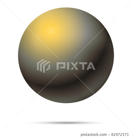 Glass black ball or precious pearl. Glossy realistic ball, 3D abstract vector illustration highlighted on a white background. Big metal bubble with shadow 82972571