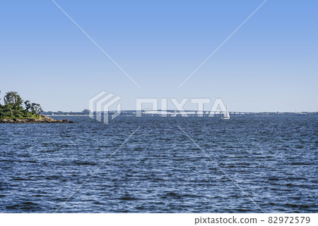 Tsubutejima and Hamana Bridge seen from the vicinity of Shinseto Bridge on the Lake Hamana sightseeing boat 82972579