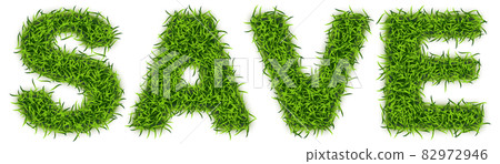 Word SAVE Made of Green Grass, Astroturf Lettering Word SAVE Made of Green Grass, Astroturf Lettering 82972946