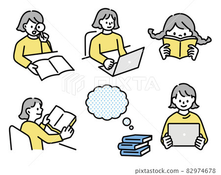 Illustration for reading a book (study, skill improvement, learning, knowledge, discovery, examination, test, research, knowing, understanding, work) Illustration for reading a book (study, skill improvement, learning, knowledge, discovery, examination, test, research, knowing, understanding, work) 82974678