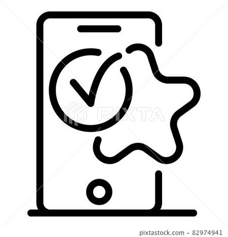 Tick mark and star icon, outline style 82974941