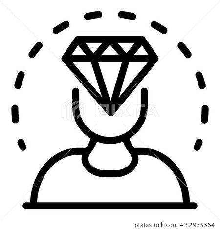 Diamond in the head icon, outline style 82975364