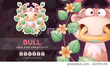 Cartoon character cute animal bull. Cartoon character cute animal bull. 82976148