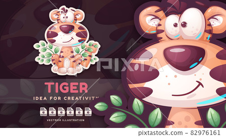 Cartoon character teddy animal tiger. 82976161