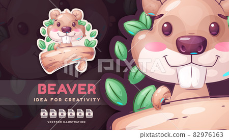 Cartoon character funny animal with log 82976163