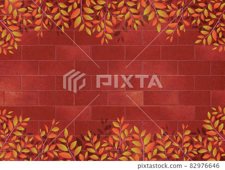 Background material Konoha Autumn leaves Dead leaves Red brick block wall Background material Konoha Autumn leaves Dead leaves Red brick block wall 82976646