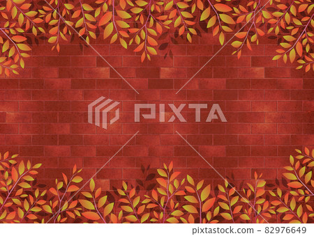 Background material Konoha Autumn leaves Dead leaves Red brick block wall Background material Konoha Autumn leaves Dead leaves Red brick block wall 82976649