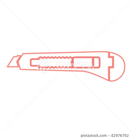 Neon paper knife red color vector illustration flat style image Neon paper knife red color vector illustration flat style image 82976702