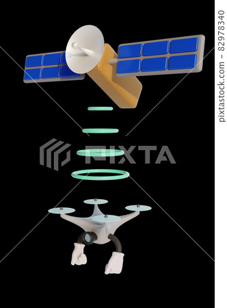 無人機和人造衛星示意圖 未來物流系統圖像 無人配送系統 自動化/省力技術 無人機和人造衛星示意圖 未來物流系統圖像 無人配送系統 自動化/省力技術 82978340