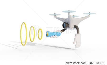 手持手電筒的無人機插圖 無人機圖像素材 無人機角色 82978415