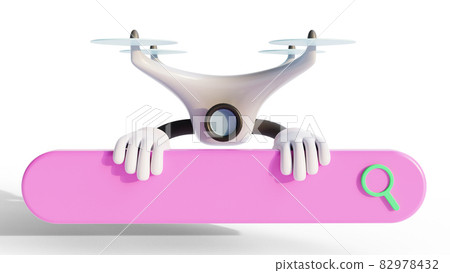 Illustration of drone and search window Drone image material Drone character 82978432