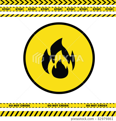 Warning Fire Icon, Danger Highly Flammable Sign, Flame Symbol 82979861