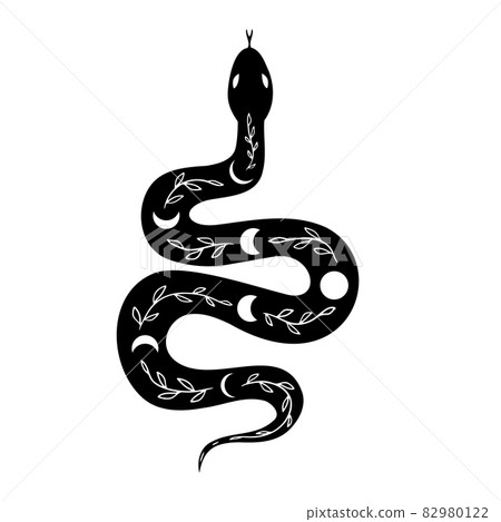 Floral snake vector line drawing. Hand drawn illustration. Floral snake vector line drawing. Hand drawn illustration. 82980122