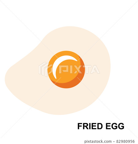 One fried egg icon, omelet symbol, breakfast sign 82980956