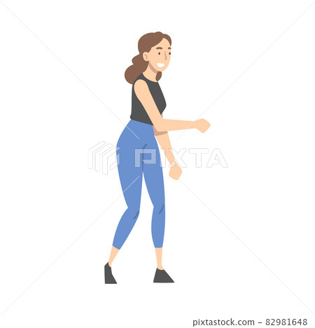 Smiling Woman Shaking Hand as Brief Greeting or Parting Tradition Vector Illustration 82981648