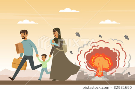 Refugee and Asylum Seeker with Displaced Young Family Escaping from Homeland Needed Help and Home Vector Illustration Refugee and Asylum Seeker with Displaced Young Family Escaping from Homeland Needed Help and Home Vector Illustration 82981690