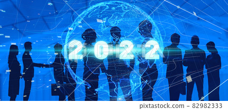 2022 image New Year's card material for business Global network 82982333