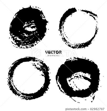 Vector Set of brush Circle Round Black color on white background. Hand painted grange elements. Ink drawing. Dirty artistic design . Place for text, quote, information, company name. Vector Set of brush Circle Round Black color on white background. Hand painted grange elements. Ink drawing. Dirty artistic design . Place for text, quote, information, company name. 82982787