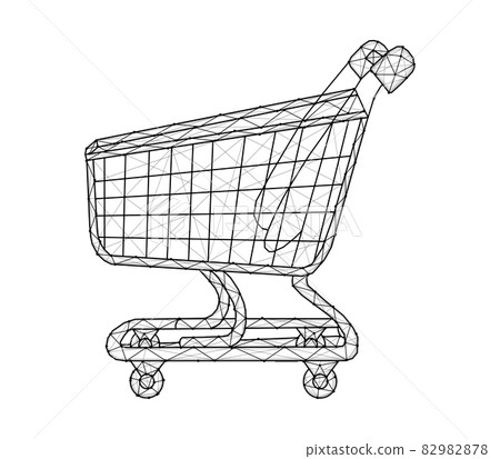 Polygonal shopping cart vector illustration isolated on white background. Polygonal shopping cart vector illustration isolated on white background. 82982878