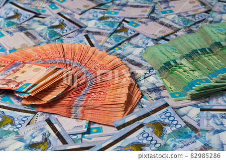 Paper banknotes tenge KZT. Tenge is the national currency of Kazakhstan. bank of Kazakhstan Paper banknotes tenge KZT. Tenge is the national currency of Kazakhstan. bank of Kazakhstan 82985286