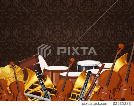 Background illustration with orchestral instruments lined up 82985288