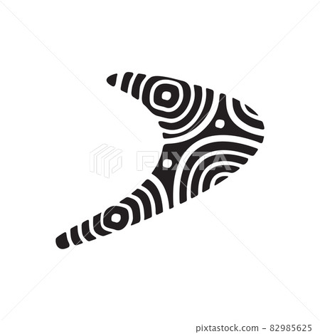 Black boomerang logo with indigenous pattern of aboriginal art design 82985625