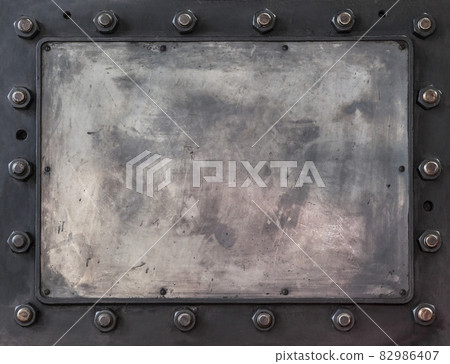 Industrial metal plate with bolts Industrial metal plate with bolts 82986407