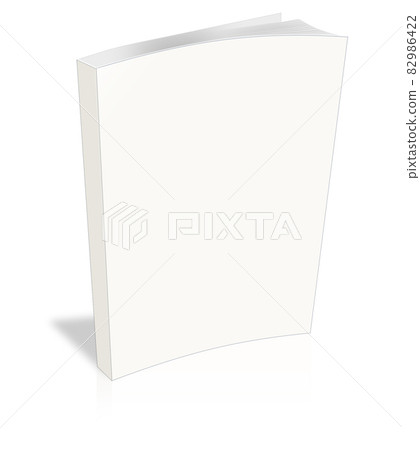 Blank vertical book template standing on white surface. 82986422