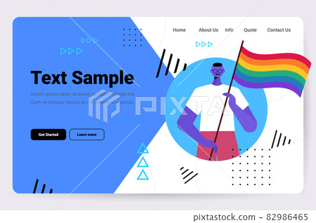 gay holding rainbow flag LGBT parade pride festival transgender love concept portrait 82986465