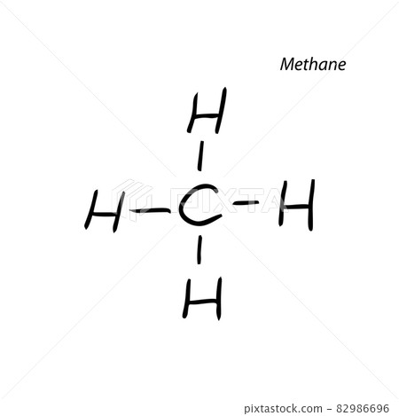 Methane Molecule Formula Hand Drawn Imitation Icon 82986696