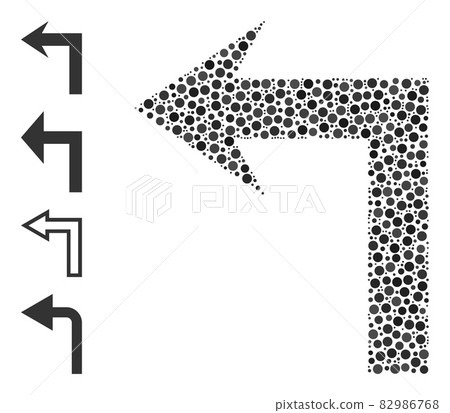 Dotted Turn Left Composition of Rounded Dots and Other Icons 82986768