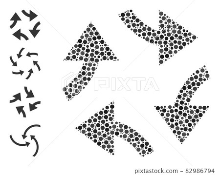 Dotted Swirl Arrows Collage of Rounded Dots with Similar Icons 82986794