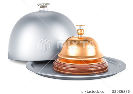 Restaurant cloche with reception bell, 3D rendering Restaurant cloche with reception bell, 3D rendering 82986886