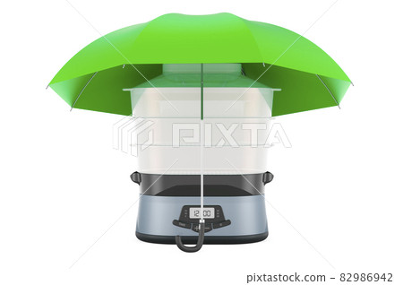 Food steamer under umbrella, 3D rendering Food steamer under umbrella, 3D rendering 82986942