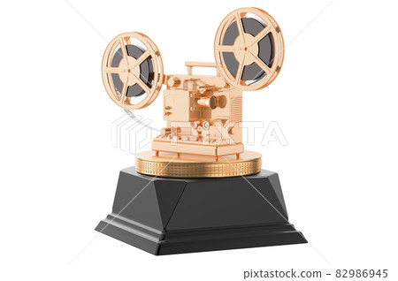 Film projector golden award concept. 3D rendering 82986945