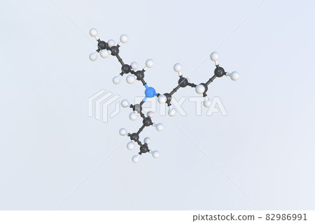 Molecule of tributylamine, isolated molecular model. 3D rendering 82986991