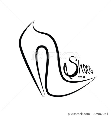 Woman Shoe Logo, Footwear Icon, Lady Boots Shop Symbol 82987041